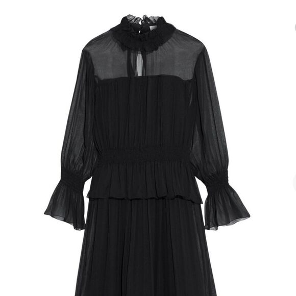 See By Chloé Shirred Silk-Georgette Peplum Dress - Picture 2 of 6